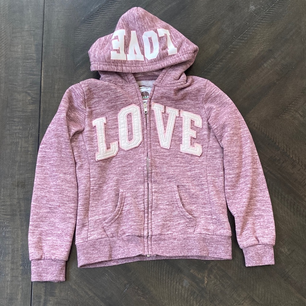 Kids Pink Hoodie with Love Print size 10/12